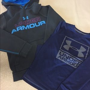 Under Armour hoodie and long sleeve shirt.